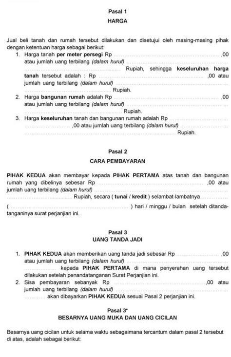 Terkait isinya, berikut beberapa poin penting surat perjanjian jual beli rumah yang haru kamu tujuannya, agar spesifikasi rumah lebih detail dan risiko kesalahan objek transaksi lebih kecil. Contoh Surat Perjanjian Jual Beli Rumah dengan Uang Muka ...