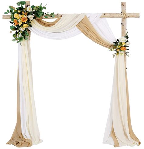 Buy MoKoHouse Wedding Arch Outdoor Indoor White Sheer Backdrop Curtain