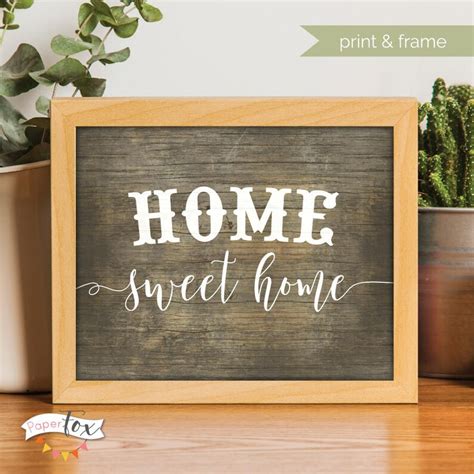 Rustic Home Decor Printable Wall Art Home Sweet Home Sign Etsy