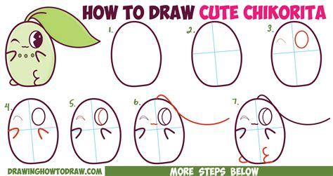 How To Draw Cute Kawaii Chibi Chikorita From Pokemon In Easy Step
