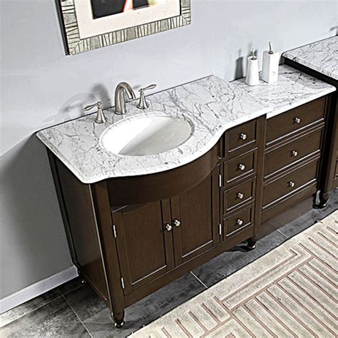 Named for the irish for poet, the teagen 58 in. 58 Inch Modern Single Bathroom Vanity with White Marble ...