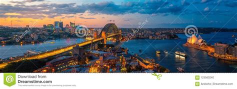 Panorama Of Sydney Harbour And Bridge In Sydney City Stock Photo