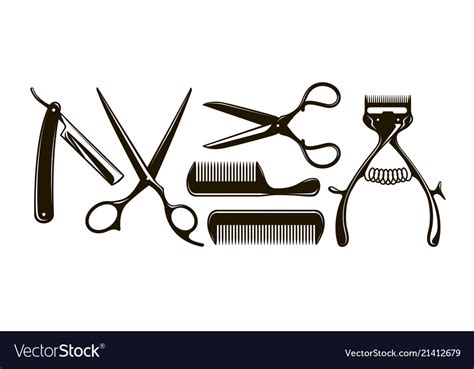 Barbershop Items Such As Scissors Comb Razor Vector Image