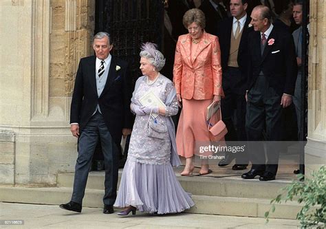 The Queen With The Father Of The Bride Mr Rhys Jones Followed By