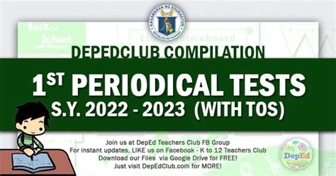 1st Quarter Periodical Tests With Tos The Deped Teachers Club