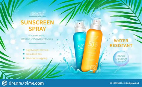 Sunscreen Cosmetics Vector Realistic Poster Stock Vector Illustration