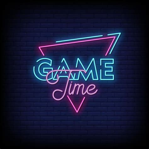 Game Time Neon Signs Style Text Vector Gaming Lounge Lounge Logo