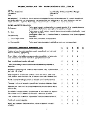 Introducing self evaluation forms will help your team shape their performance appraisal and boost employee engagement as a result. receptionist performance evaluation - Fill Out Online ...