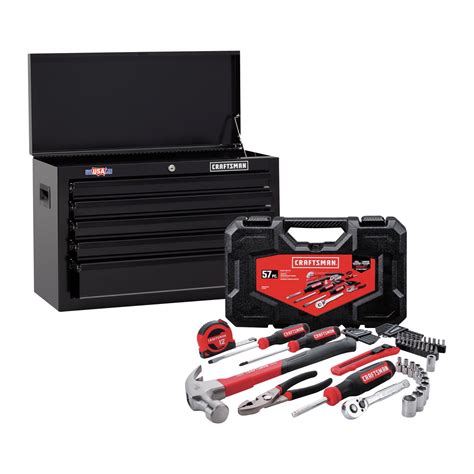 Shop Craftsman 1000 Series 26 In W X 17 25 In H 5 Drawer Steel Tool Chest Black And 57 Piece