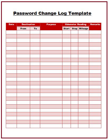 Password Log Templates 9 Free Printable Word Excel And Pdf Formats