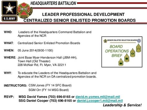 Leader Professional Development Centralized Senior Enlisted Promotion