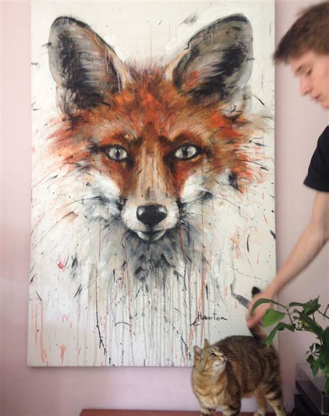 Ewa Hauton 150x100cm Acrylic On Canvas Fox Fox Painting Animal