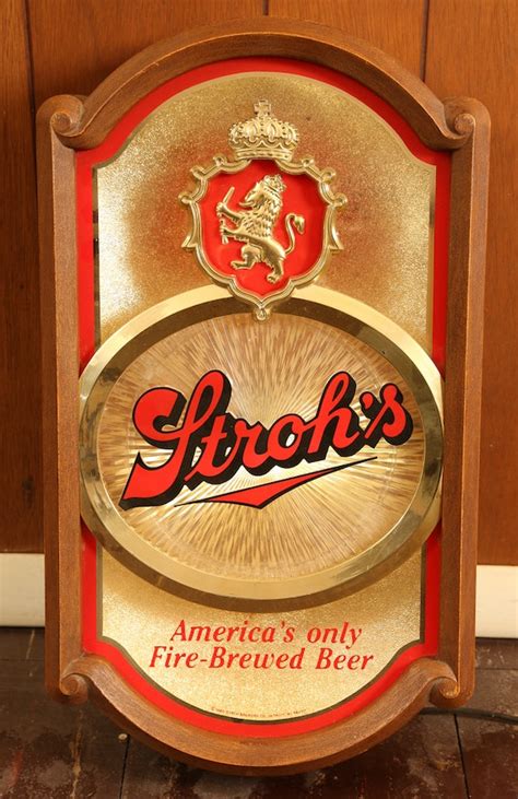 Vintage Lighted Strohs Beer Sign Ebth