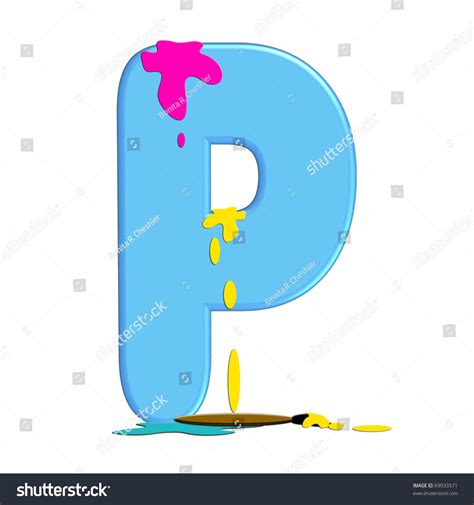 P In Alphabet Set Alpha Paint Blobs Has Paint Splattered And Spilled