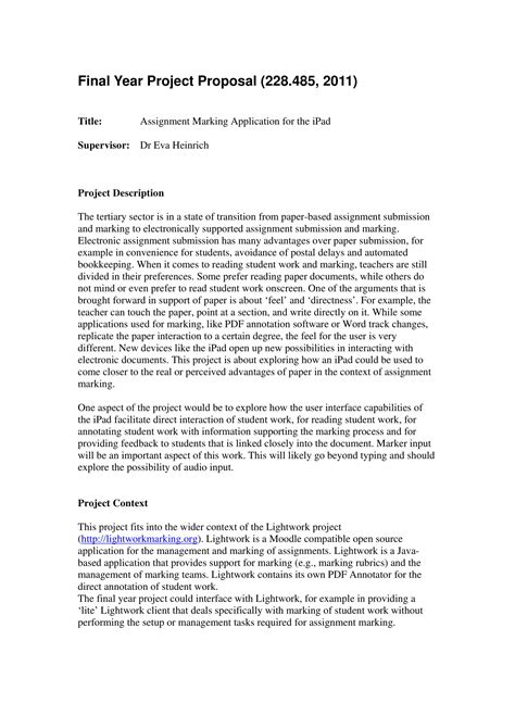 What kind of project must i do? 9+ Final Year Project Proposal Examples - PDF | Examples