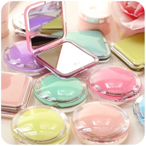 10pcs Girl Mini Pocket Makeup Mirror Cosmetic Compact Mirrors Portable Double Dual Sides Acrylic