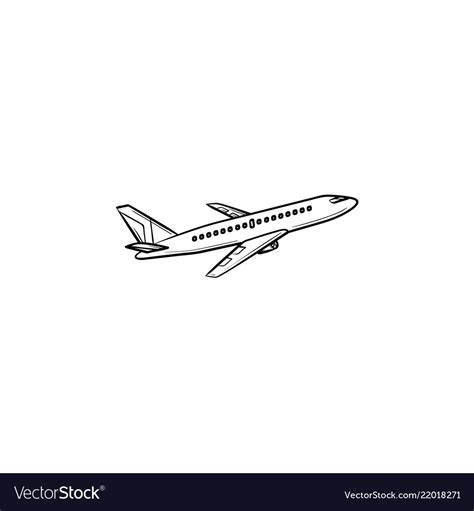 Flying Plane Hand Drawn Outline Doodle Icon Vector Image