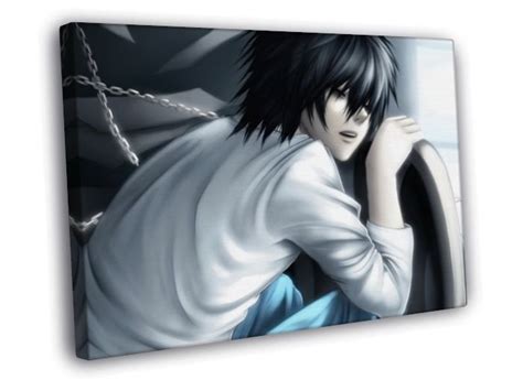 Death Note L Lawliet Anime Manga Art 20x16 Inch Framed Canvas Wall Print