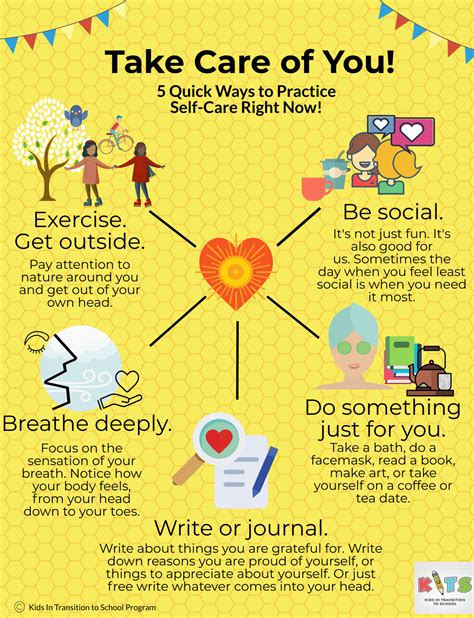 take care of you 5 quick ways to practice self care right now infographic kits