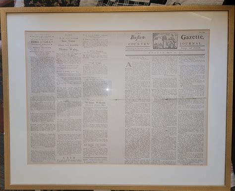 Boston Gazette Framed Newspaper Boston Massacre March 12 1770 Paul