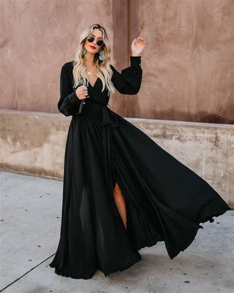 Black Formal Maxi Dress With Sleeves Dresses Images 2022