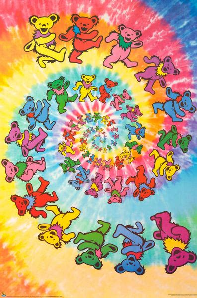 Grateful Dead Dancing Bears Swirl Poster 24x36 Bananaroad