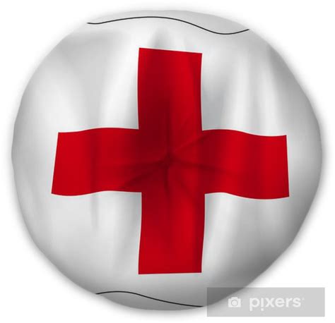 Many flags may perhaps not be seen as red & white thanks to many other dominating colors. Waving flag of Red Cross isolated on white Tufted Floor ...