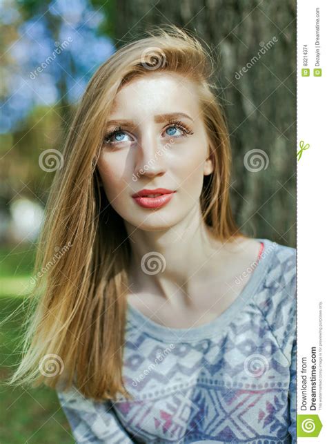 Portrait Of A Young Girl With Blue Eyes Stock Photo Image Of Beauty