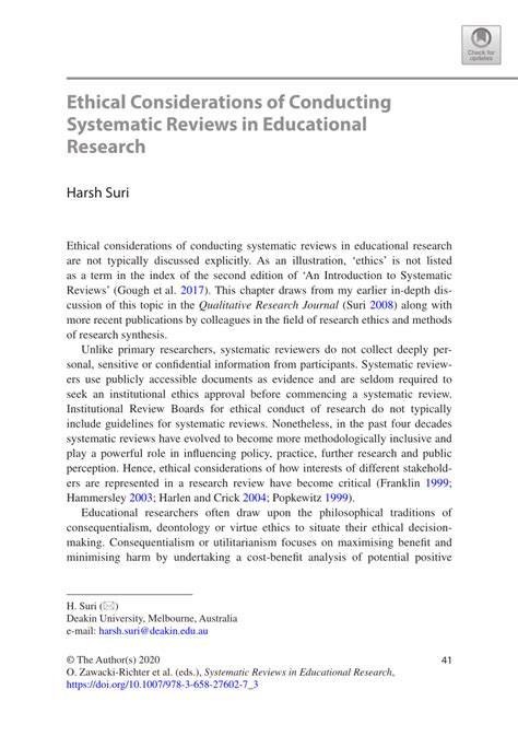 Pdf Ethical Considerations Of Conducting Systematic Reviews In