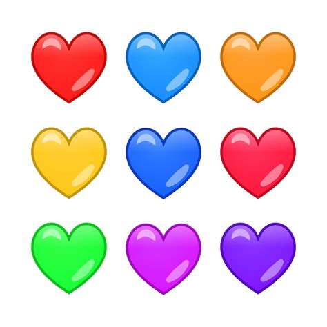 Premium Vector Set Of Colorful Hearts Emoji Or Lovely Heart Symbol