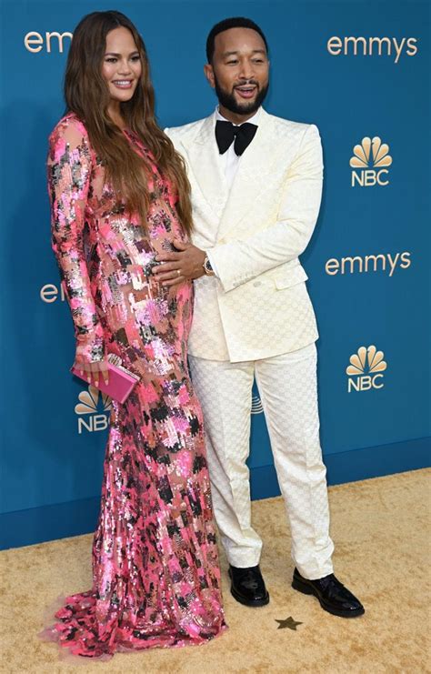 Chrissy Teigen Flaunts Baby Bump At Red Capet Of Emmy Awards 2022