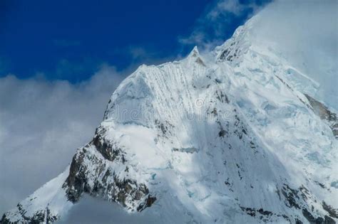 High Altitude Snow Mountains In Peruvian Andes Huascaran National Park