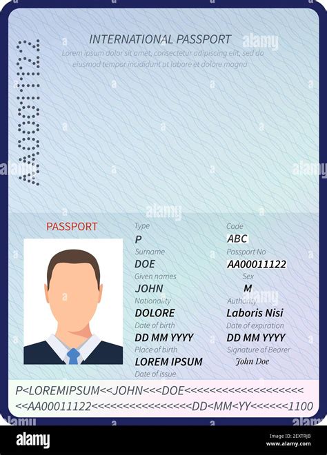 Passport Open Id Document With Male Photo Portrait And Blank Space For