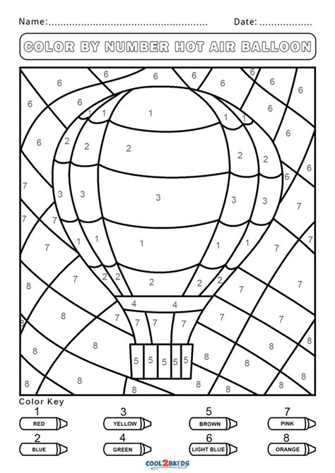 Color By Number Hot Air Balloon Coloring Page Free Printable Coloring
