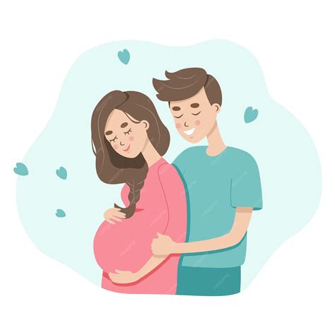 Ilustración De Vector De Pareja Embarazada Esperando Un Parto Lindo