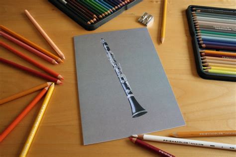 Buffet R13 B Flat Clarinet Coloured Pencil Drawing Greeting Card