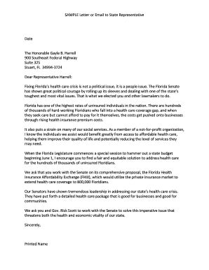 sample letter to state representative - Printable Governmental Templates to Fill Out & Download ...
