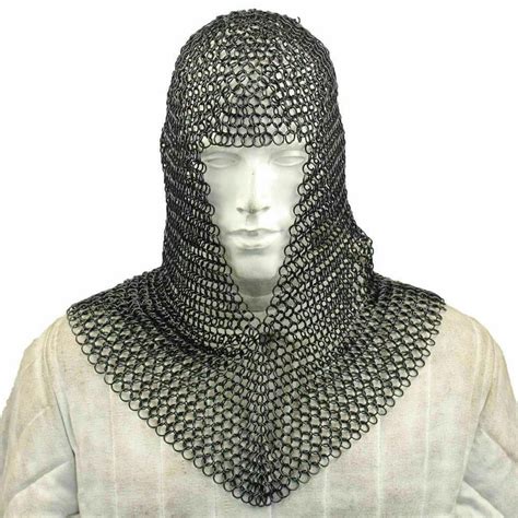 Black Knights Steel Chainmail Chain Mail Coif Armor Hood For Etsy
