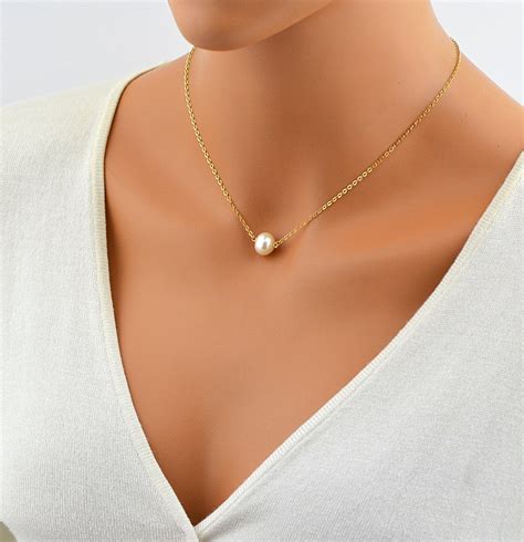 Freshwater Pearl Necklace White Pearl Single Pearl Necklace