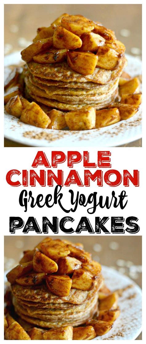 I love all kinds of pancakes. Light and fluffy Apple Cinnamon Greek Yogurt Pancakes ...