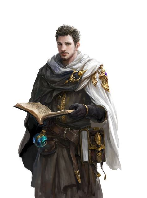 Wizard Male Spell Caster With Spellbook And Flask Male Human
