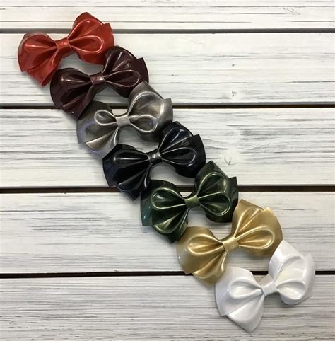 Shimmering Patent Faux Leather Pinch Bows In A Variety Of Etsy Faux