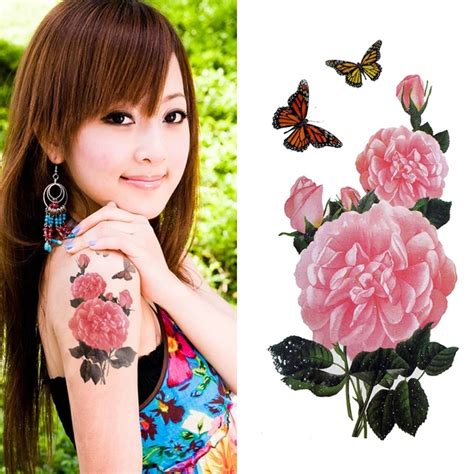 Chinese Peony Flowers Tattoo Designs Sex Products Pink Flower Body Art