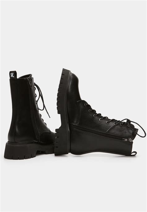 Koi Footwear Anchor Military Lace Up Black Girl Schuhe Impericon De