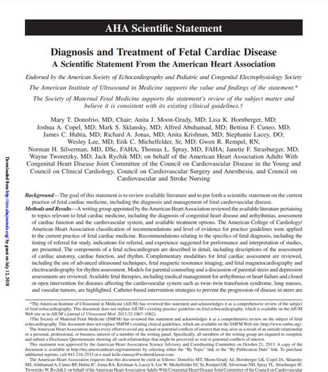 Diagnosis And Treatment Of Fetal Cardiac Disease Aha 2014 Scientific