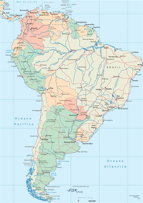 Mapa Da América Do Sul Ache Tudo E Região