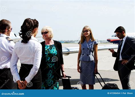 Passengers Ready To Board Plane Stock Photo Image Of Airliner
