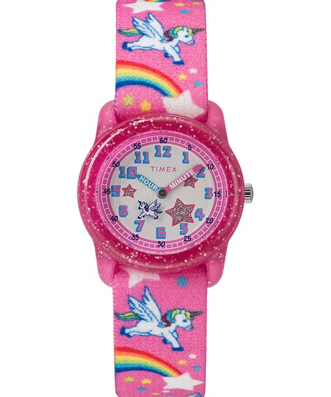 Timex Time Machines® 29mm Rainbow Unicorn Pink Elastic Fabric Kids