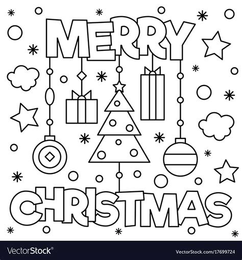 Experts say that shades of yellow in clothing are often used by active, creative and addicted people. Merry Christmas. Coloring page. Black and white vector ...