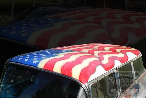 Custom Painted Airbrush American Flag Theme Wall Murals Painted